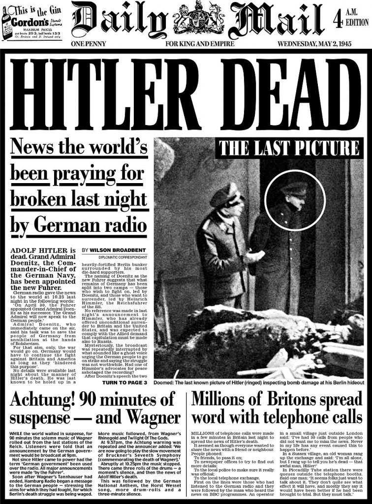 Известие о смерти Гитлера